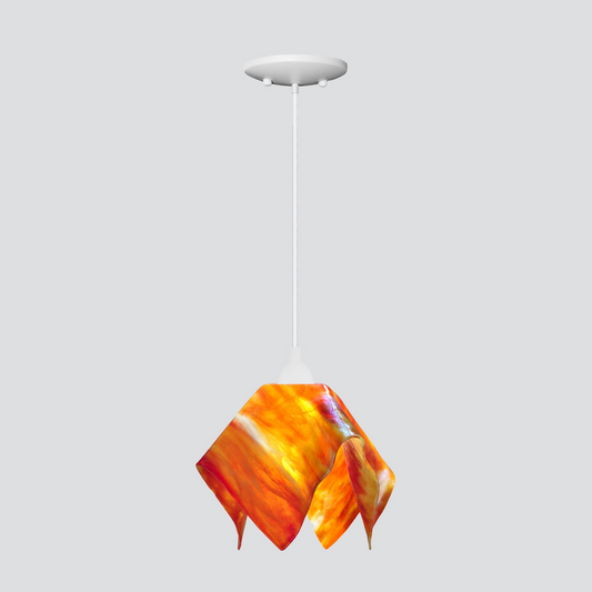 Jezebel Gallery Flame Signature 9" x 7" Small Zinna Pendant Light With White Hardware