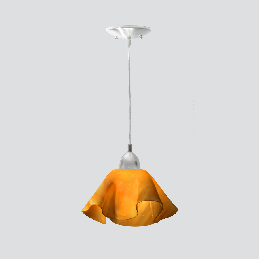Jezebel Gallery Lily Radiance 11" x 7" Large Amber Pendant Light With Nickel Hardware
