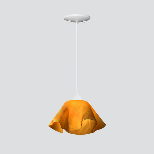 Jezebel Gallery Lily Radiance 11" x 7" Large Amber Pendant Light With White Hardware