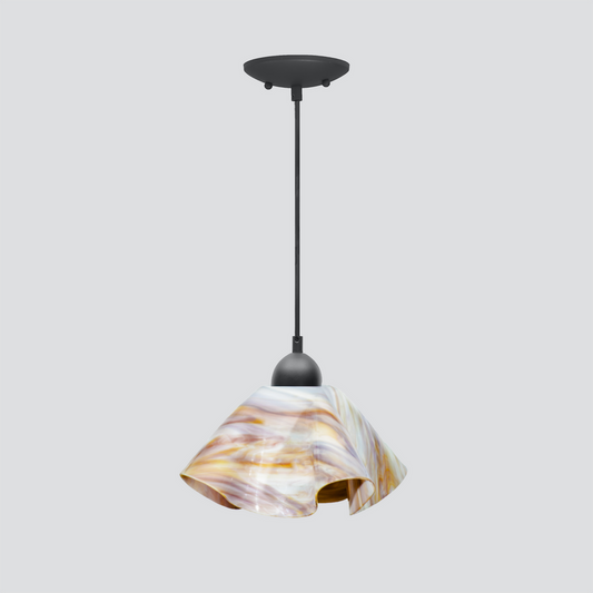 Jezebel Gallery Lily Radiance 11" x 7" Large Bisque Pendant Light With Black Hardware