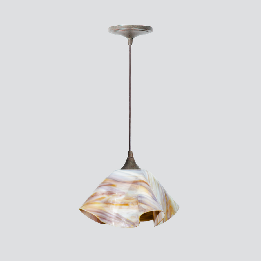 Jezebel Gallery Lily Radiance 11" x 7" Large Bisque Pendant Light With Brown Hardware