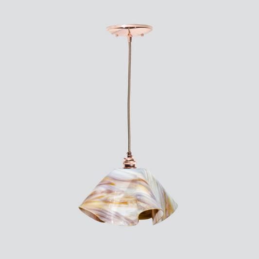 Jezebel Gallery Lily Radiance 11" x 7" Large Bisque Pendant Light With Copper Hardware