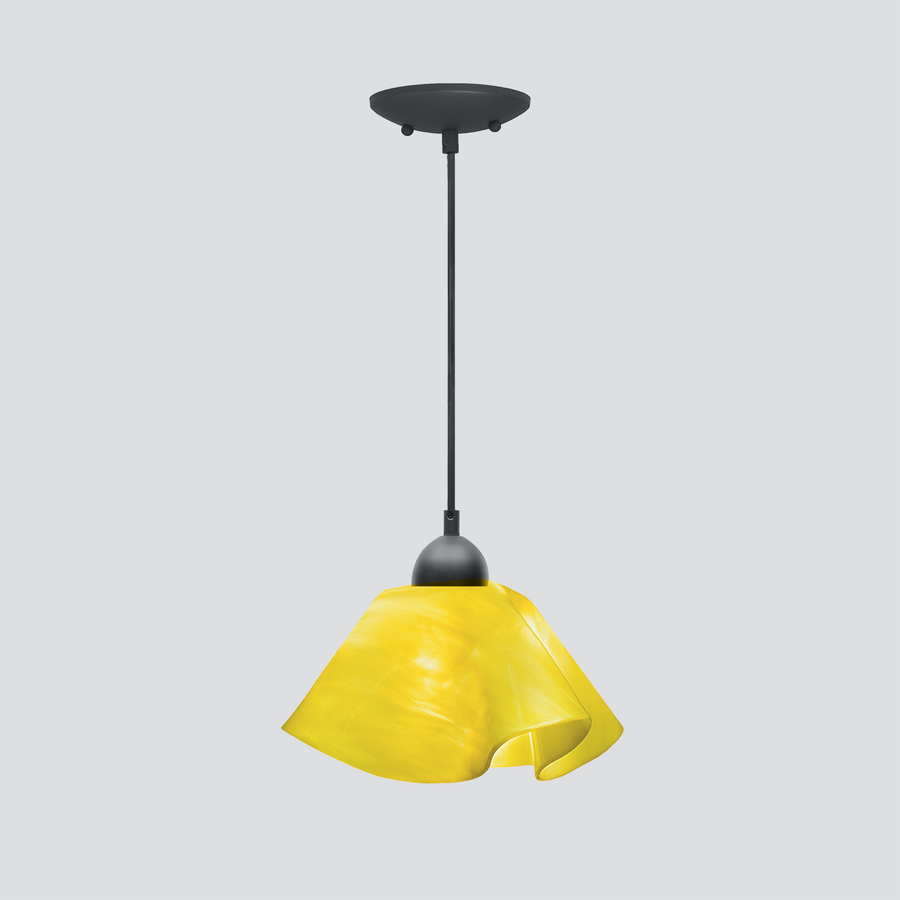 Jezebel Gallery Lily Radiance 11" x 7" Large Canary Yellow Pendant Light With Black Hardware