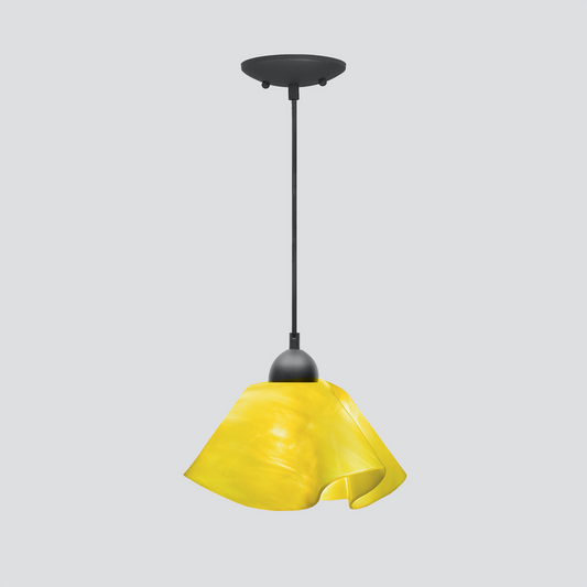 Jezebel Gallery Lily Radiance 11" x 7" Large Canary Yellow Pendant Light With Black Hardware