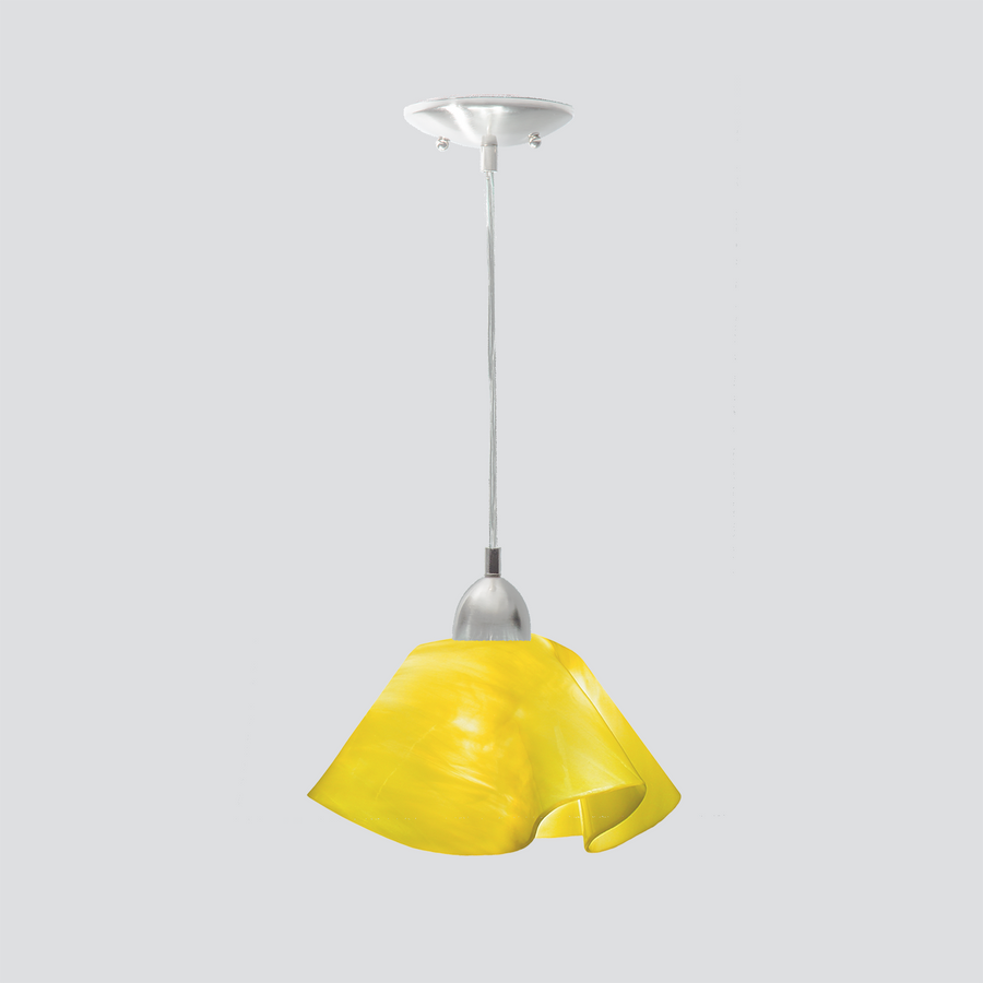 Jezebel Gallery Lily Radiance 11" x 7" Large Canary Yellow Pendant Light With Nickel Hardware