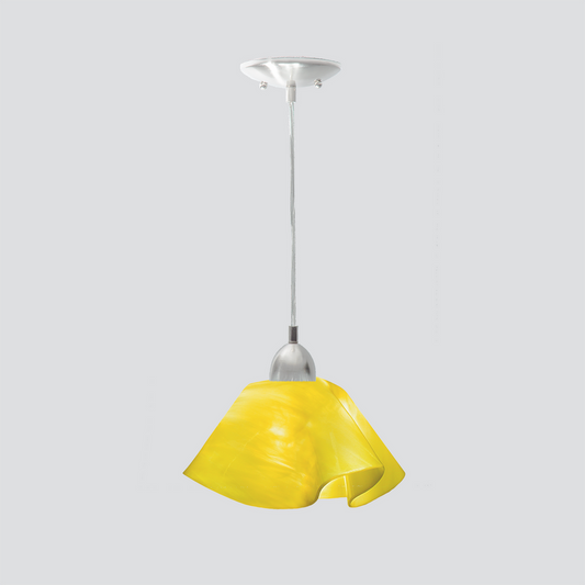 Jezebel Gallery Lily Radiance 11" x 7" Large Canary Yellow Pendant Light With Nickel Hardware