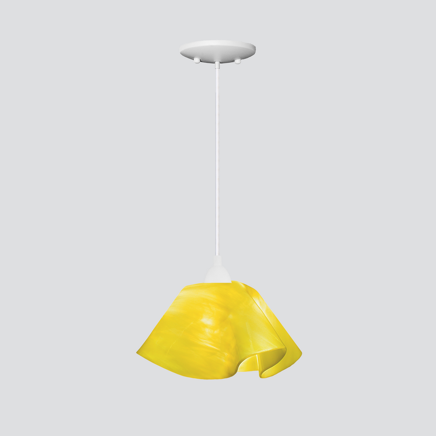 Jezebel Gallery Lily Radiance 11" x 7" Large Canary Yellow Pendant Light With White Hardware