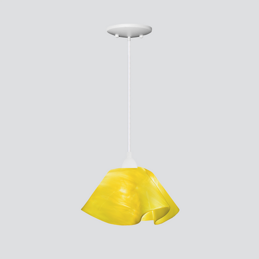 Jezebel Gallery Lily Radiance 11" x 7" Large Canary Yellow Pendant Light With White Hardware
