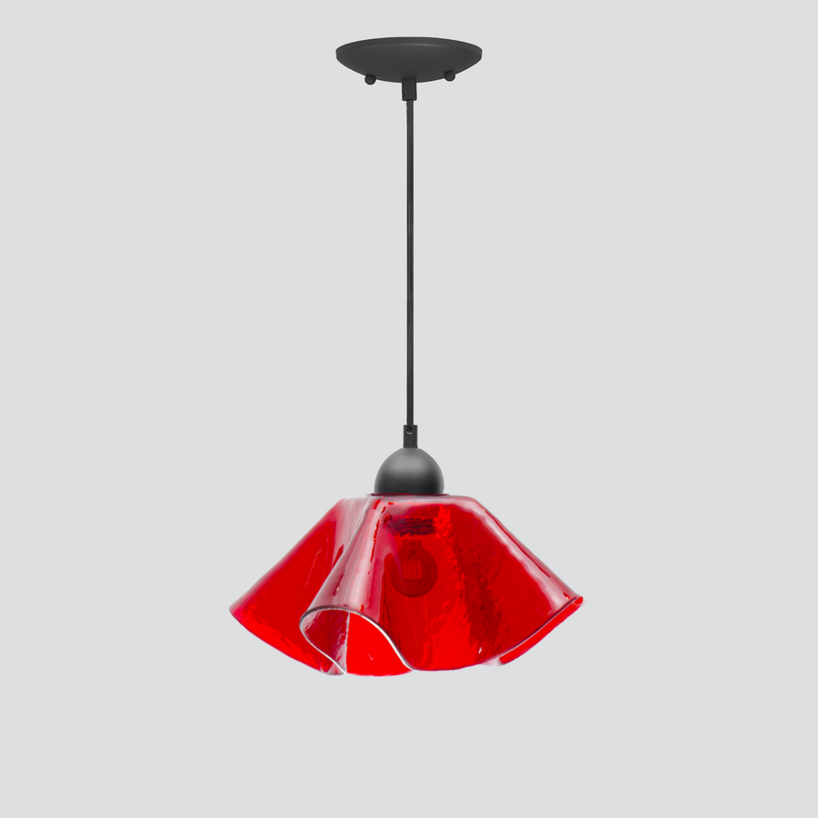 Jezebel Gallery Lily Radiance 11" x 7" Large Cherry Ruby Pendant Light With Black Hardware