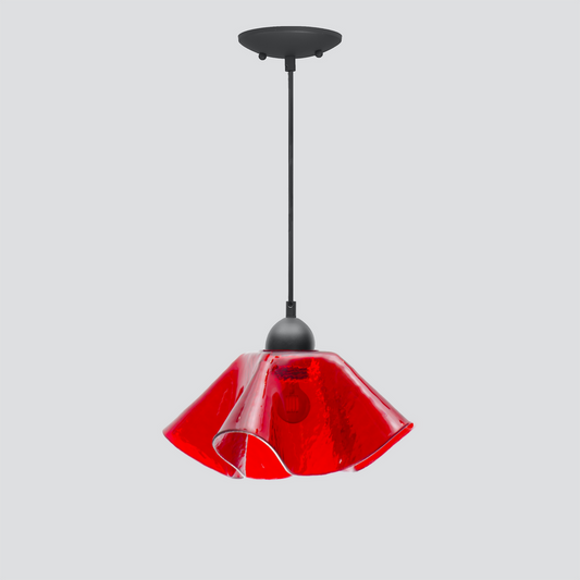 Jezebel Gallery Lily Radiance 11" x 7" Large Cherry Ruby Pendant Light With Black Hardware