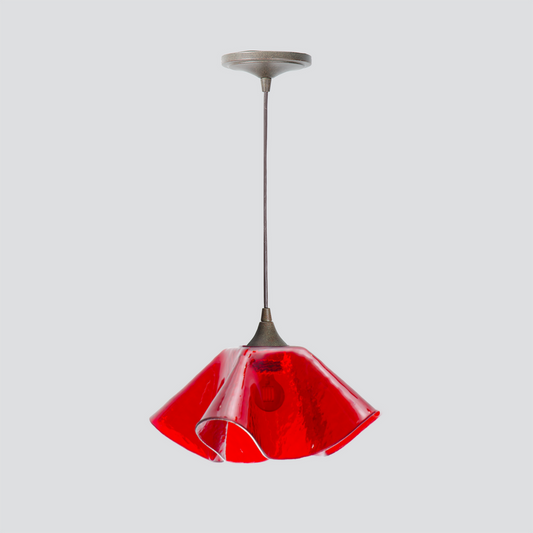 Jezebel Gallery Lily Radiance 11" x 7" Large Cherry Ruby Pendant Light With Brown Hardware