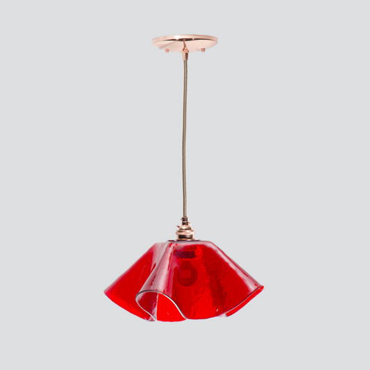 Jezebel Gallery Lily Radiance 11" x 7" Large Cherry Ruby Pendant Light With Copper Hardware