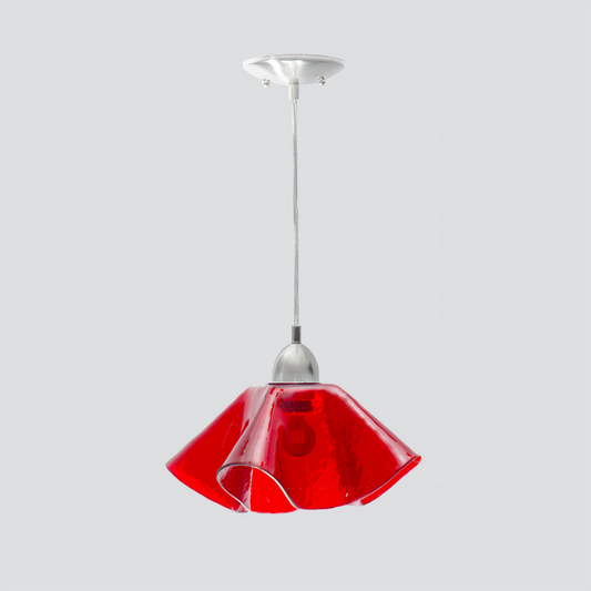 Jezebel Gallery Lily Radiance 11" x 7" Large Cherry Ruby Pendant Light With Nickel Hardware