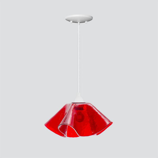 Jezebel Gallery Lily Radiance 11" x 7" Large Cherry Ruby Pendant Light With White Hardware