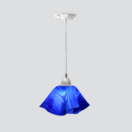 Jezebel Gallery Lily Radiance 11" x 7" Large Cobalt Blue Pendant Light With Nickel Hardware