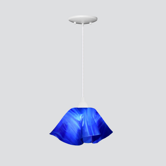 Jezebel Gallery Lily Radiance 11" x 7" Large Cobalt Blue Pendant Light With White Hardware