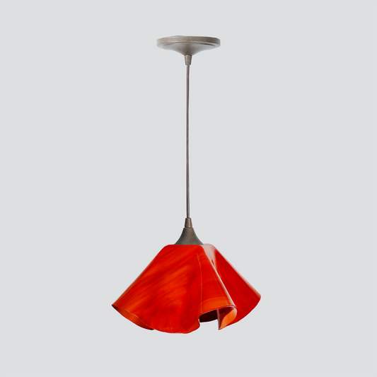 Jezebel Gallery Lily Radiance 11" x 7" Large Fiery Red Pendant Light With Brown Hardware