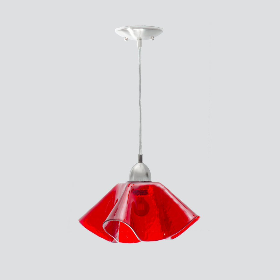 Jezebel Gallery Lily Radiance 11" x 7" Large Fiery Red Pendant Light With Nickel Hardware