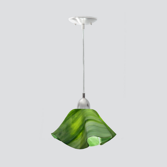 Jezebel Gallery Lily Radiance 11" x 7" Large Grass Green Pendant Light With Nickel Hardware