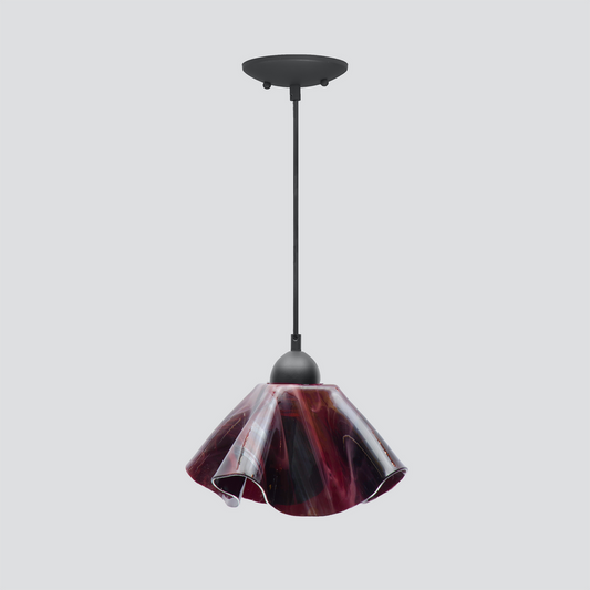 Jezebel Gallery Lily Radiance 11" x 7" Large Plum Pendant Light With Black Hardware