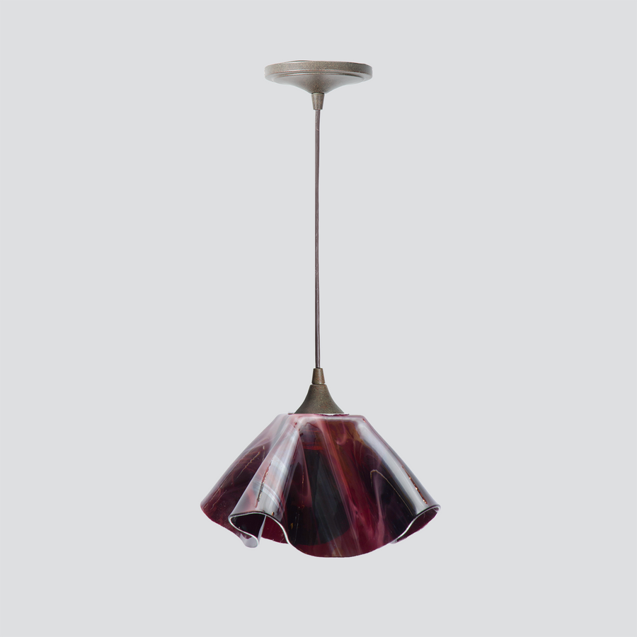 Jezebel Gallery Lily Radiance 11" x 7" Large Plum Pendant Light With Brown Hardware