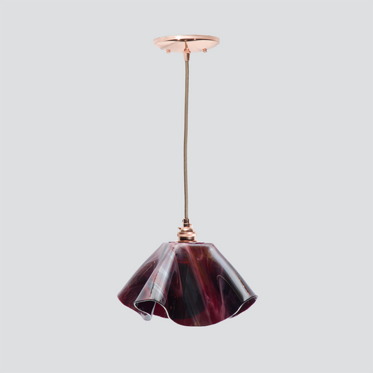 Jezebel Gallery Lily Radiance 11" x 7" Large Plum Pendant Light With Copper Hardware