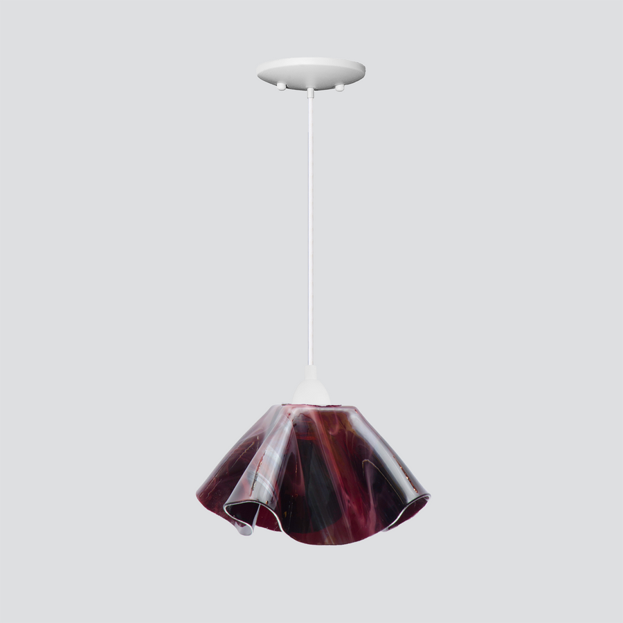 Jezebel Gallery Lily Radiance 11" x 7" Large Plum Pendant Light With White Hardware