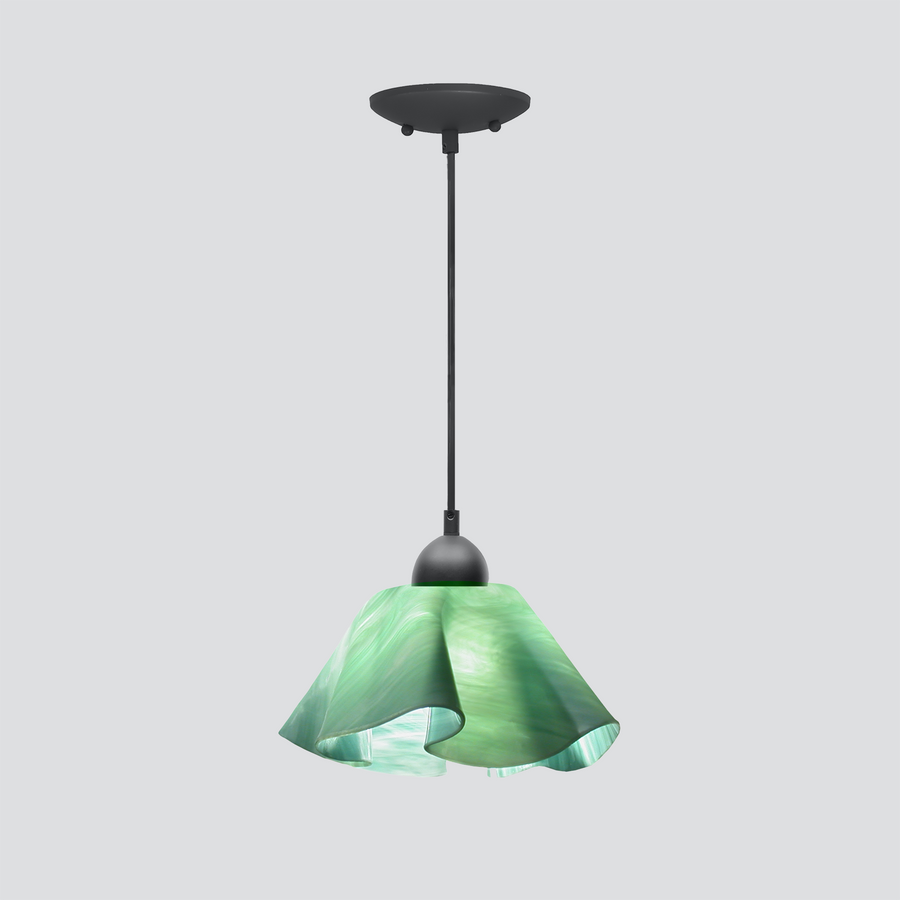 Jezebel Gallery Lily Radiance 11" x 7" Large Seafoam Green Pendant Light With Black Hardware