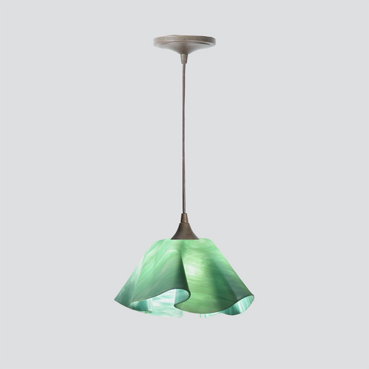 Jezebel Gallery Lily Radiance 11" x 7" Large Seafoam Green Pendant Light With Brown Hardware