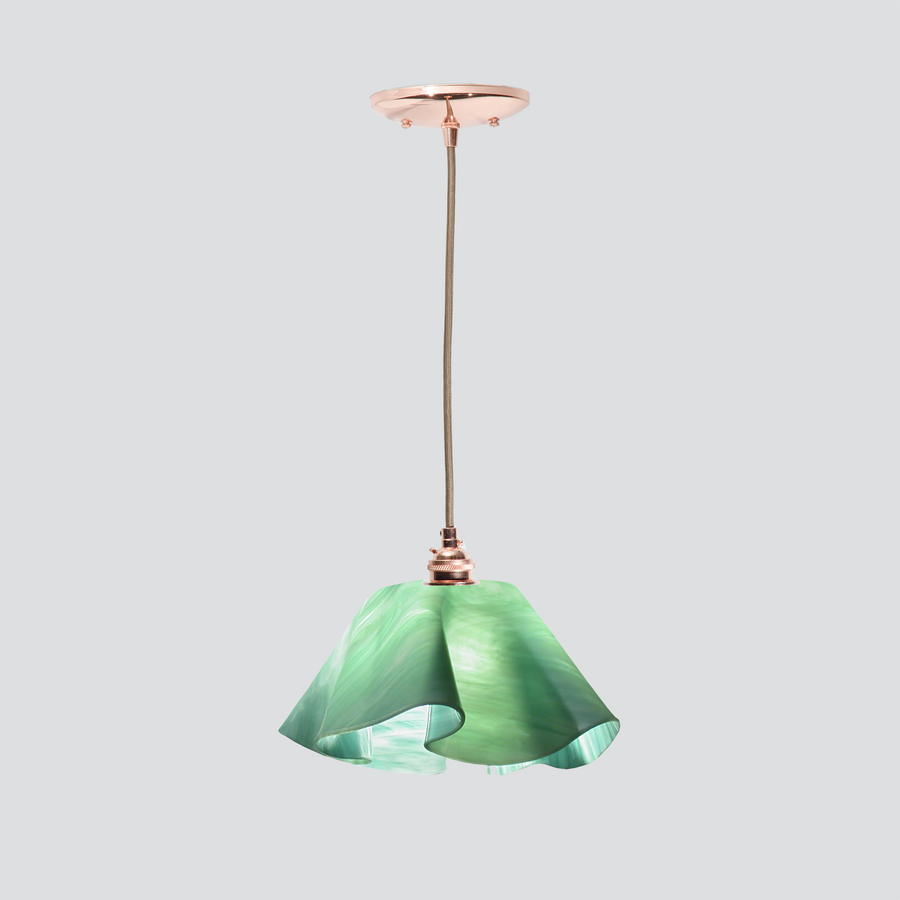 Jezebel Gallery Lily Radiance 11" x 7" Large Seafoam Green Pendant Light With Copper Hardware