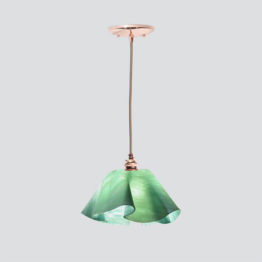 Jezebel Gallery Lily Radiance 11" x 7" Large Seafoam Green Pendant Light With Copper Hardware