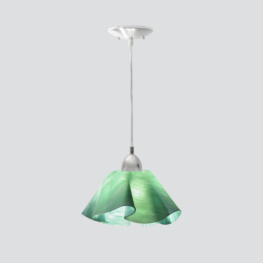 Jezebel Gallery Lily Radiance 11" x 7" Large Seafoam Green Pendant Light With Nickel Hardware