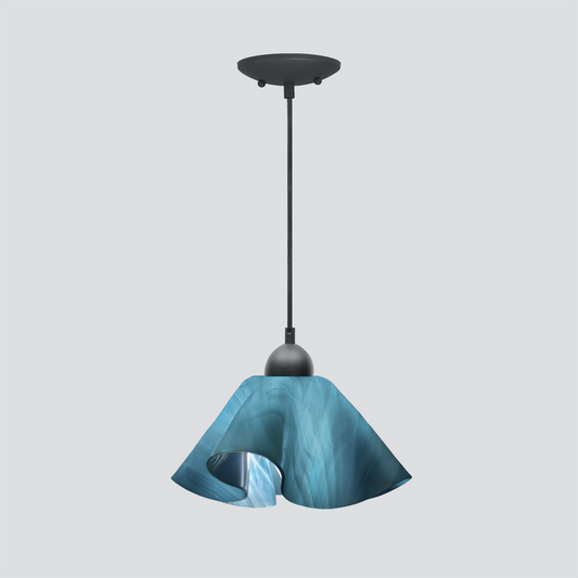 Jezebel Gallery Lily Radiance 11" x 7" Large Sky Blue Pendant Light With Black Hardware