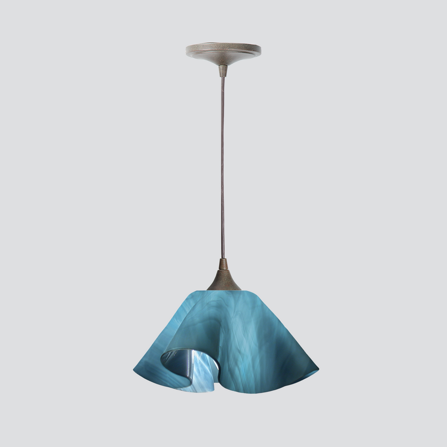 Jezebel Gallery Lily Radiance 11" x 7" Large Sky Blue Pendant Light With Brown Hardware
