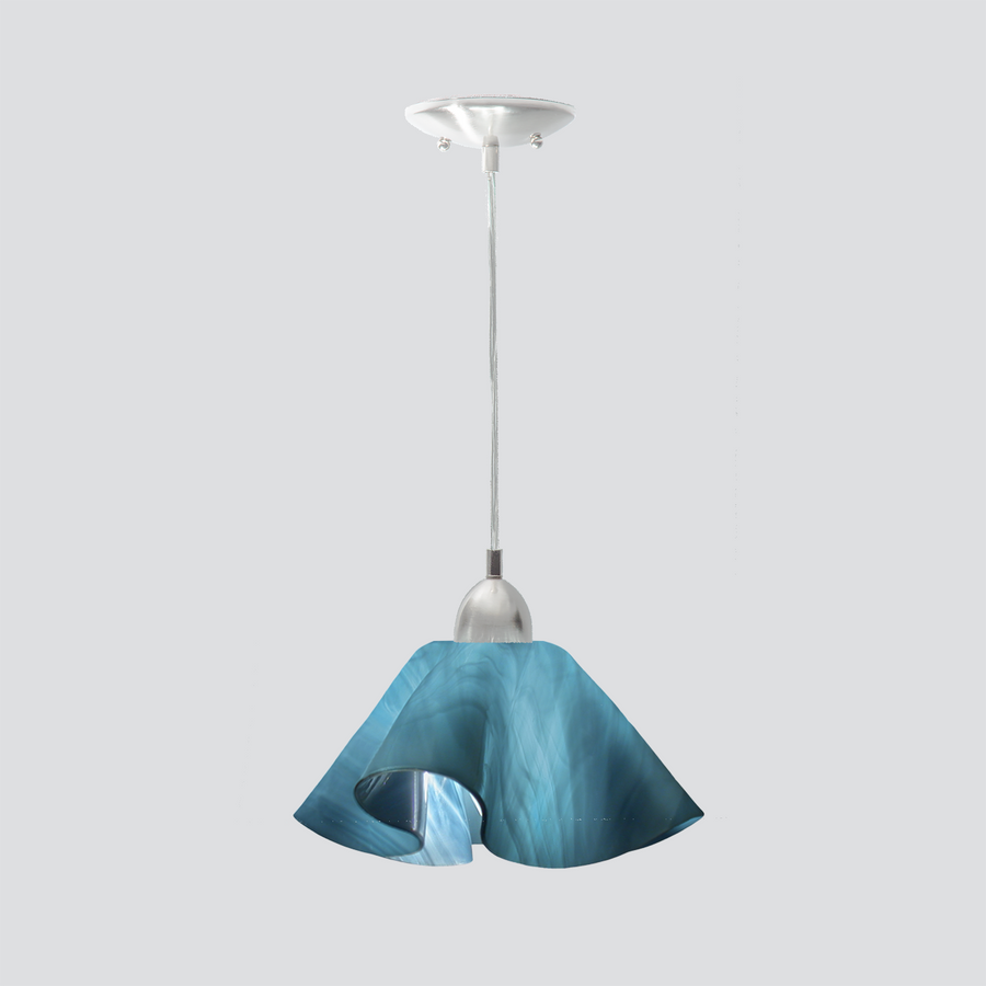 Jezebel Gallery Lily Radiance 11" x 7" Large Sky Blue Pendant Light With Nickel Hardware