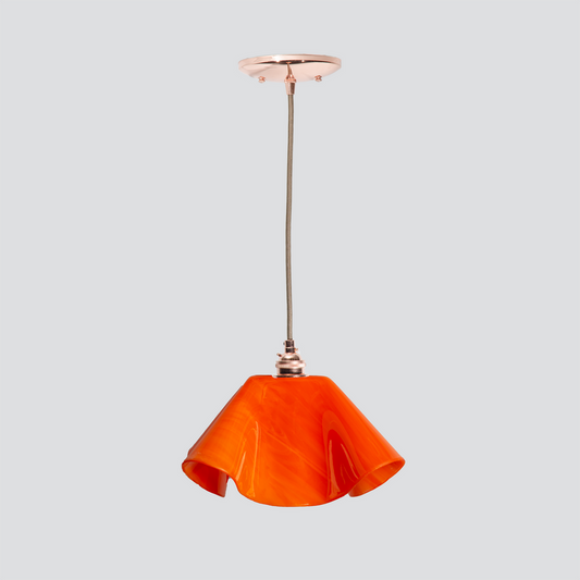 Jezebel Gallery Lily Radiance 11" x 7" Large Tangerine Pendant Light With Copper Hardware