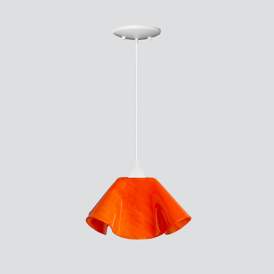 Jezebel Gallery Lily Radiance 11" x 7" Large Tangerine Pendant Light With White Hardware