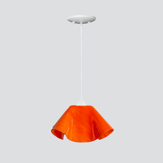 Jezebel Gallery Lily Radiance 11" x 7" Large Tangerine Pendant Light With White Hardware