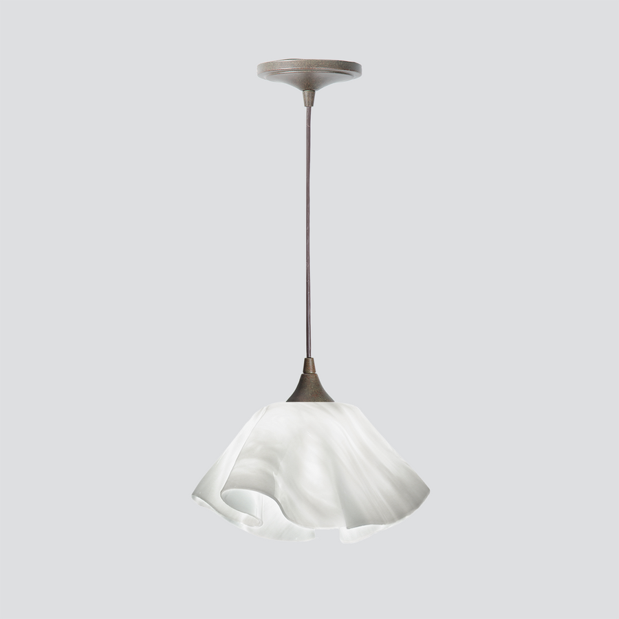 Jezebel Gallery Lily Radiance 11" x 7" Large White Cloud Pendant Light With Brown Hardware