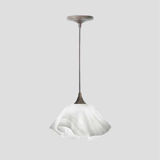 Jezebel Gallery Lily Radiance 11" x 7" Large White Cloud Pendant Light With Brown Hardware