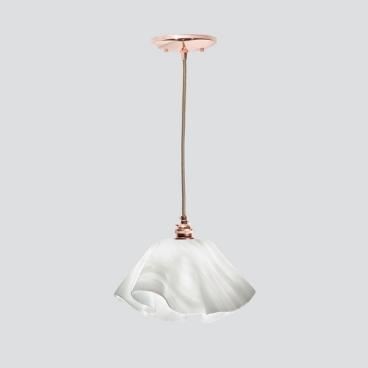 Jezebel Gallery Lily Radiance 11" x 7" Large White Cloud Pendant Light With Copper Hardware