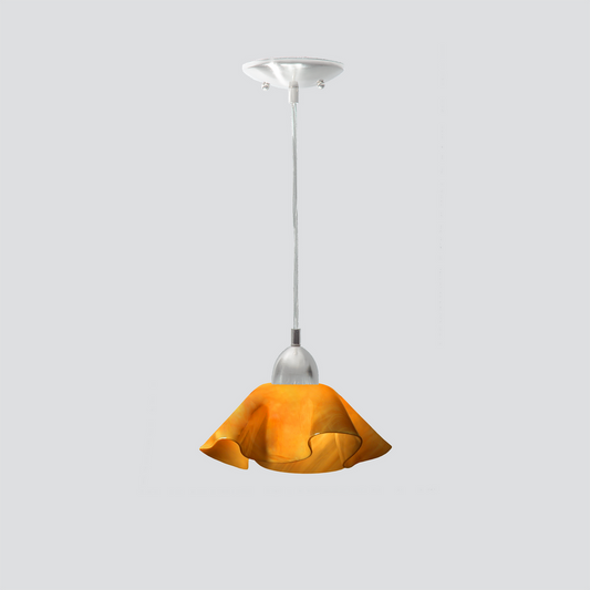 Jezebel Gallery Lily Radiance 9" x 5" Small Amber Pendant Light With Nickel Hardware