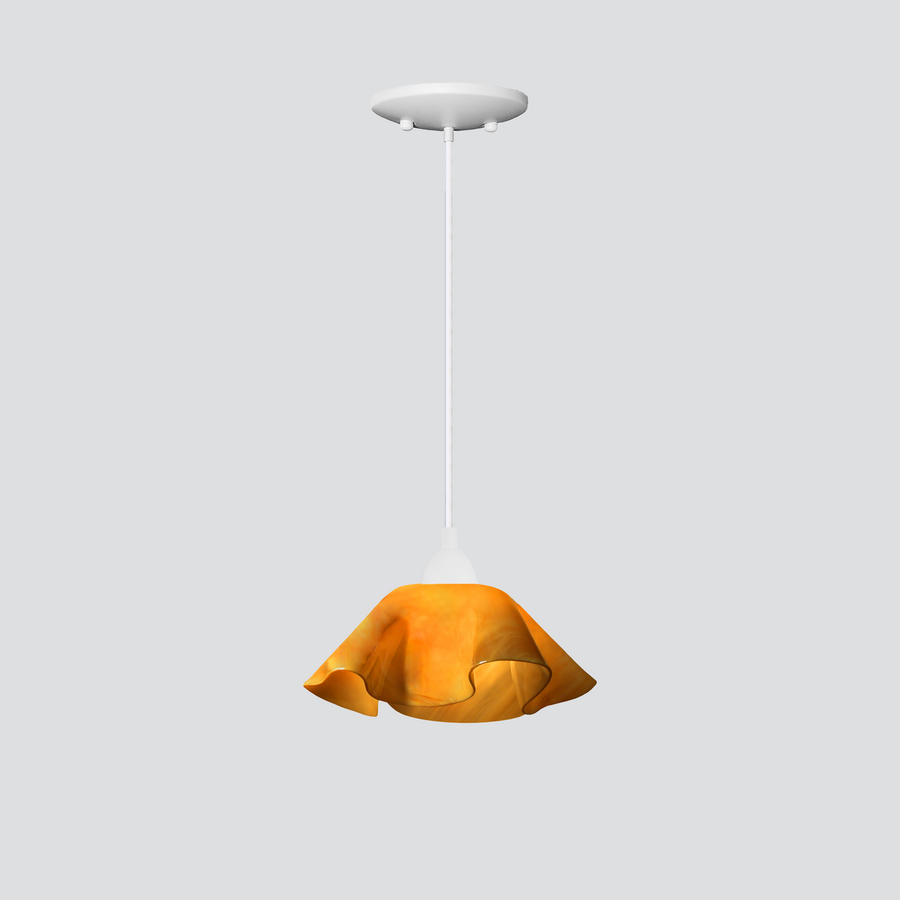 Jezebel Gallery Lily Radiance 9" x 5" Small Amber Pendant Light With White Hardware