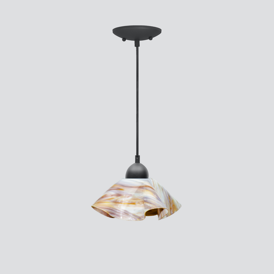 Jezebel Gallery Lily Radiance 9" x 5" Small Bisque Pendant Light With Black Hardware