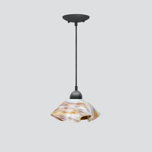 Jezebel Gallery Lily Radiance 9" x 5" Small Bisque Pendant Light With Black Hardware