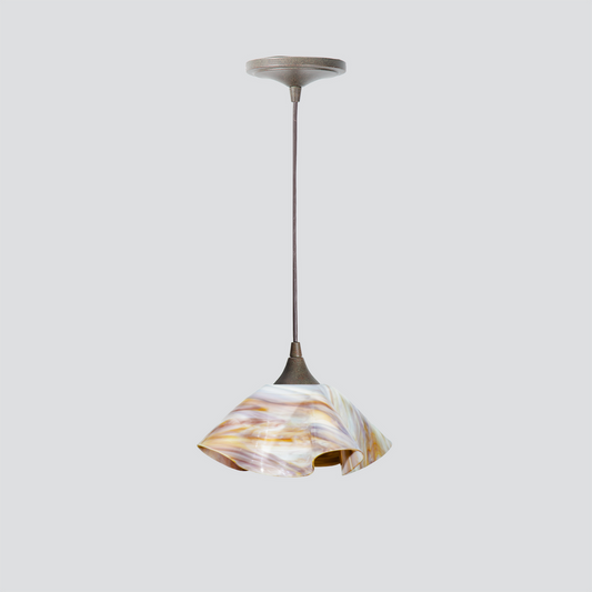 Jezebel Gallery Lily Radiance 9" x 5" Small Bisque Pendant Light With Brown Hardware
