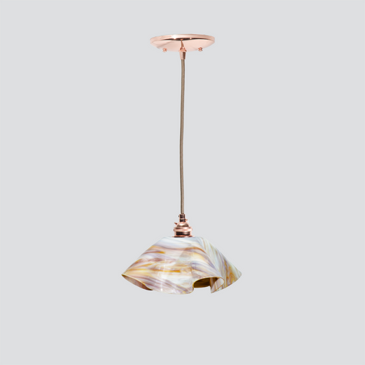 Jezebel Gallery Lily Radiance 9" x 5" Small Bisque Pendant Light With Copper Hardware