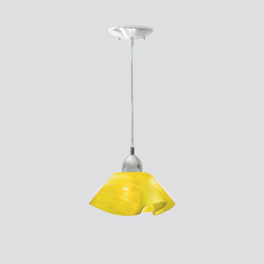 Jezebel Gallery Lily Radiance 9" x 5" Small Canary Yellow Pendant Light With Nickel Hardware
