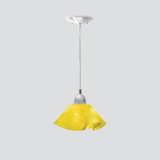 Jezebel Gallery Lily Radiance 9" x 5" Small Canary Yellow Pendant Light With Nickel Hardware