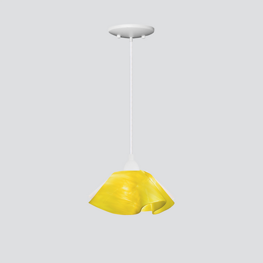 Jezebel Gallery Lily Radiance 9" x 5" Small Canary Yellow Pendant Light With White Hardware